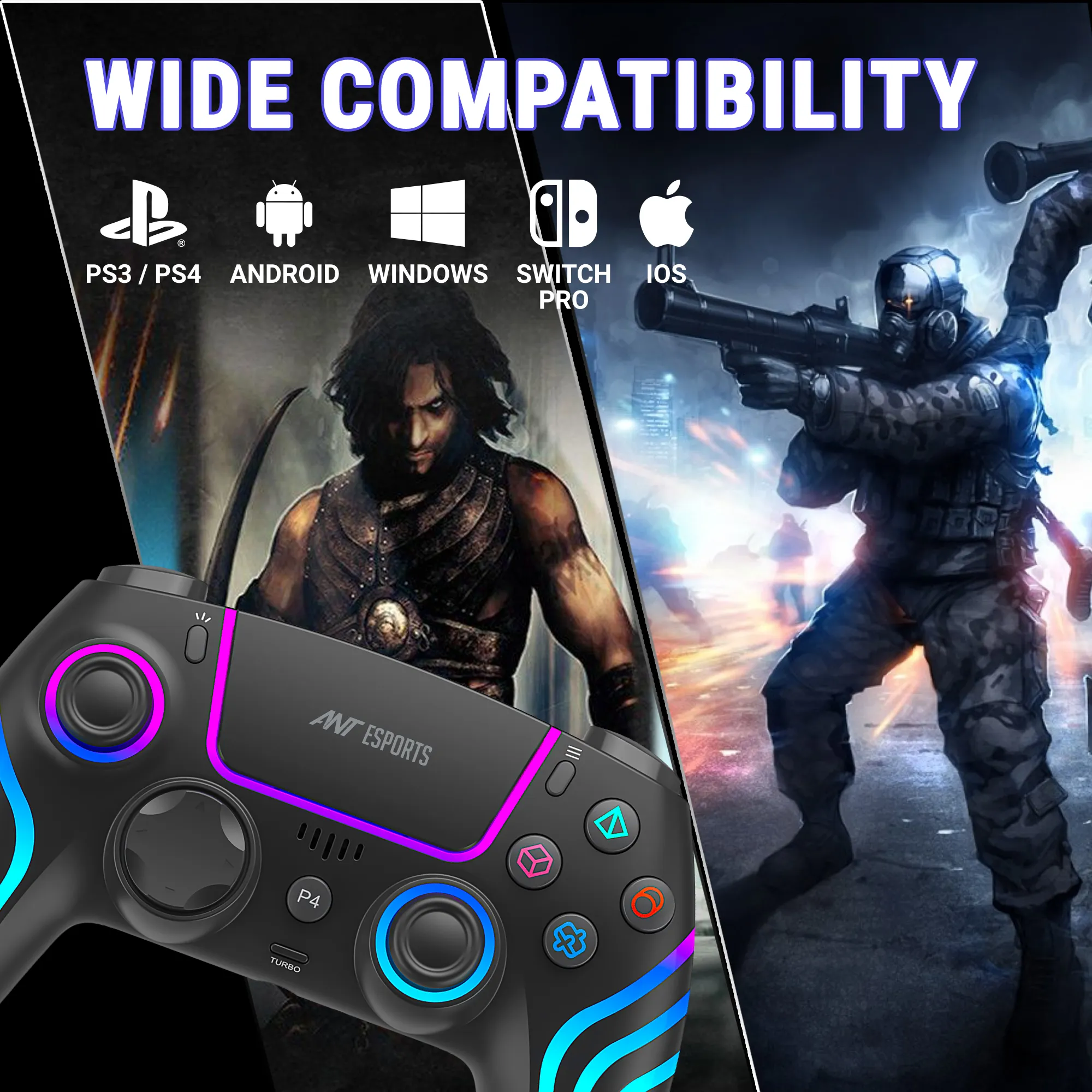 Ant Esports Wireless Gamepad GP400 Black view 3